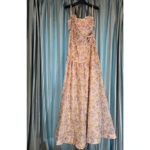 V.  Chapman Rosamund Organza Strapless Sweetheart Corset Drop-Waist Maxi 12 NWT - Picture 2 of 15